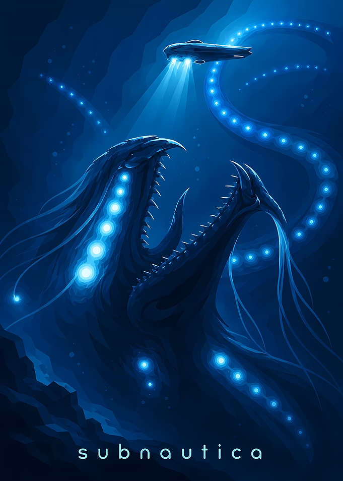 Subnautica Reaper Leviathan Poster