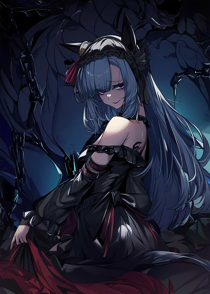 Gothic Anime Girl with Dark Aura