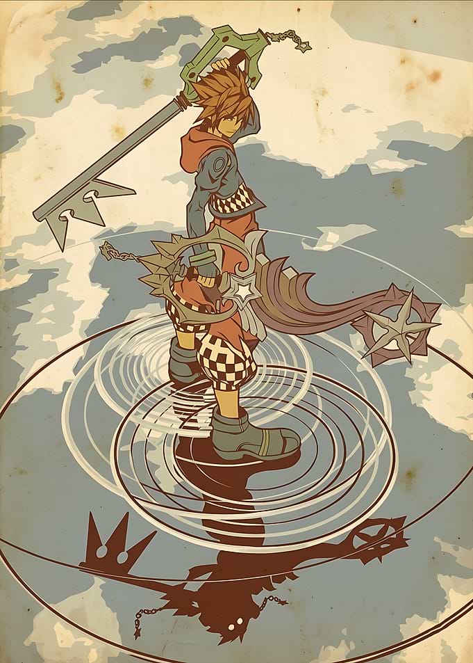 Sora with Keyblades Kingdom Hearts Poster