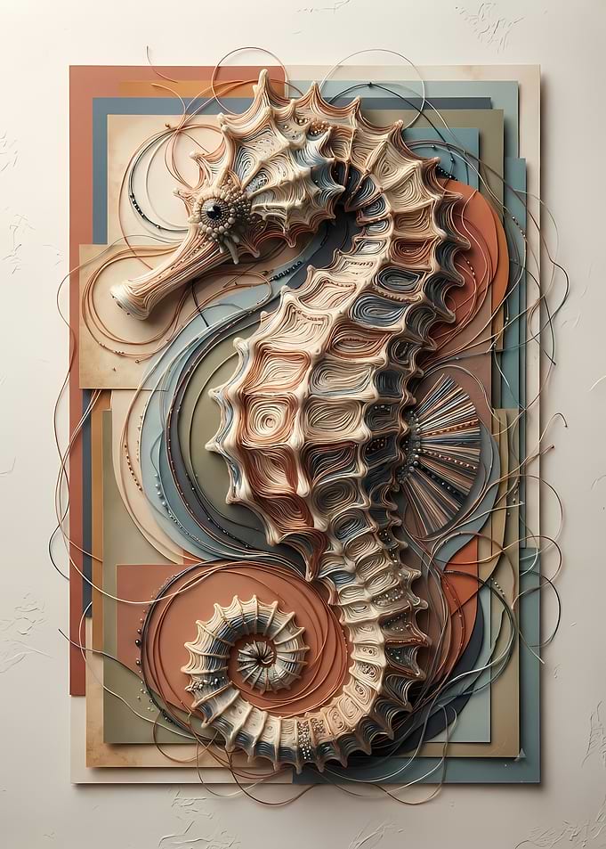 Intricate Paper Seahorse Art
