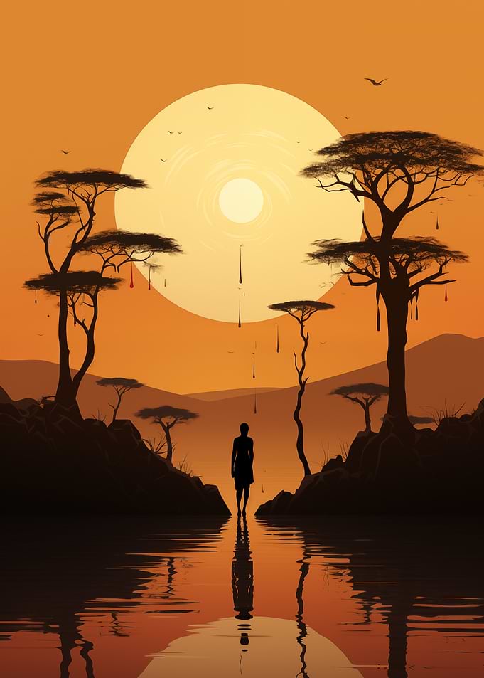 Silhouette of a Person at Sunset