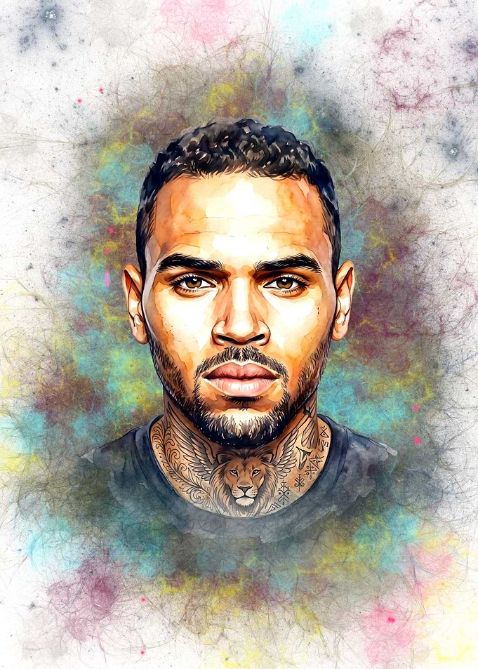 Chris Brown Watercolor Portrait