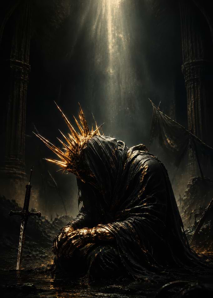 Fallen King in Golden Crown