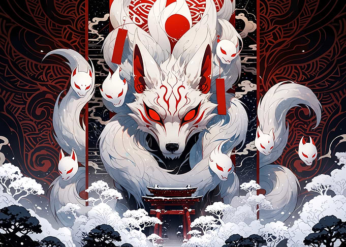 Nine-Tailed Kitsune Spirit Guardian
