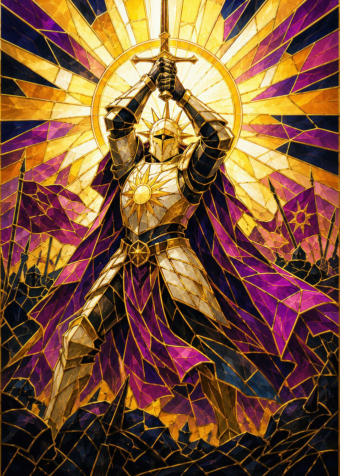 Stained Glass Sun Knight Warrior