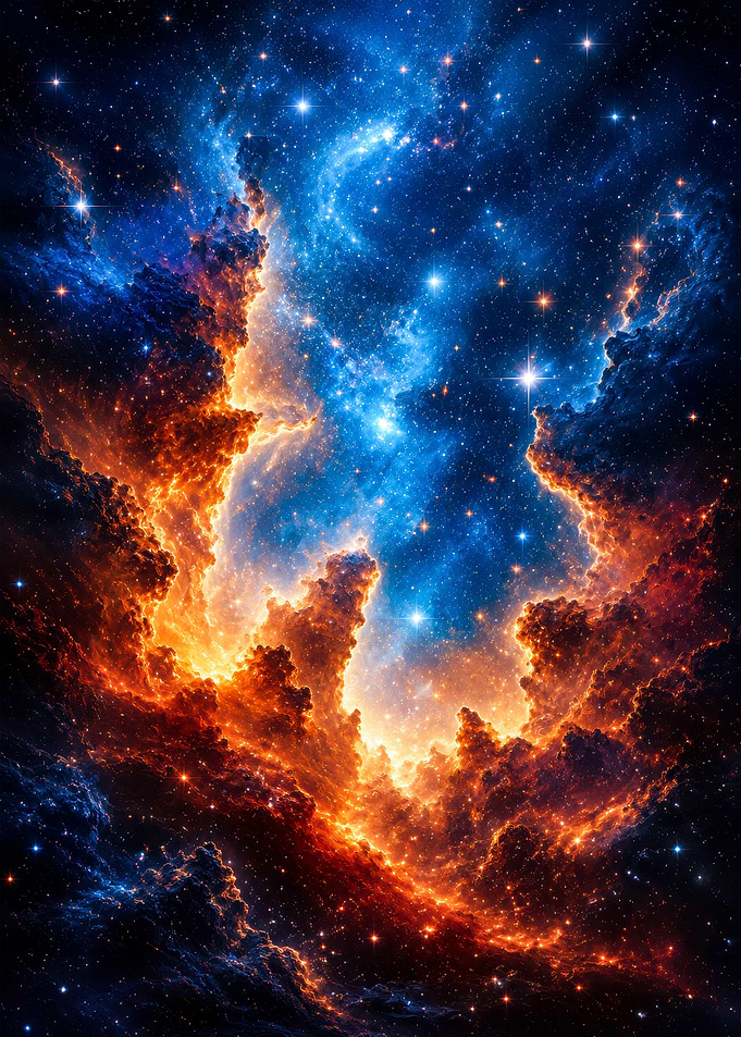 Vibrant Cosmic Nebula and Starfield