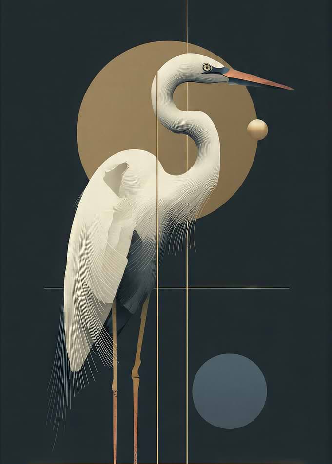 Minimalist Great Egret Art Print