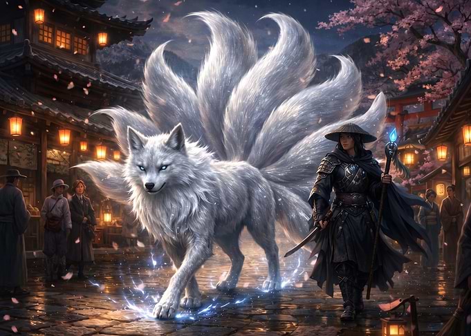 Warrior and Nine-Tailed Fox Spirit