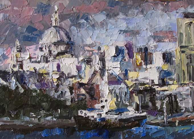 Impressionist Oil Painting of London Skyline