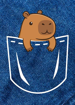 Cute Pocket Capybara in Denim Pocket