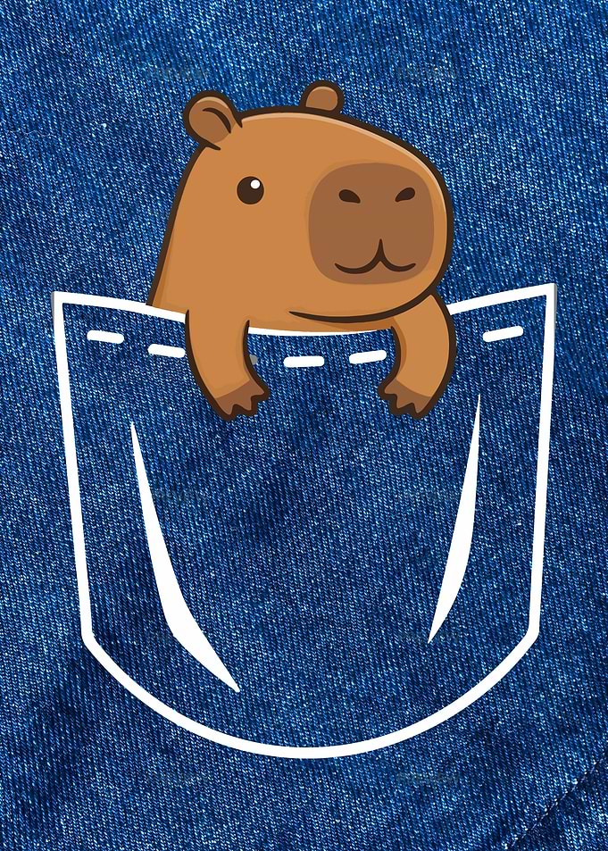 Cute Pocket Capybara in Denim Pocket