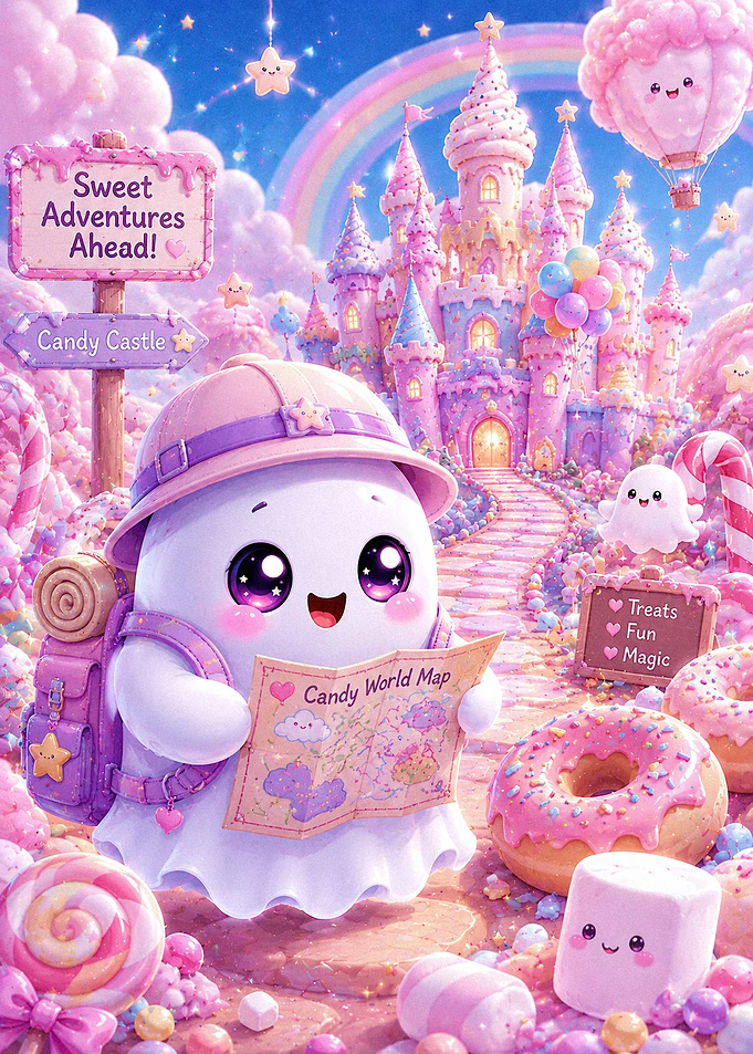 Cute Ghost Exploring Candy Kingdom