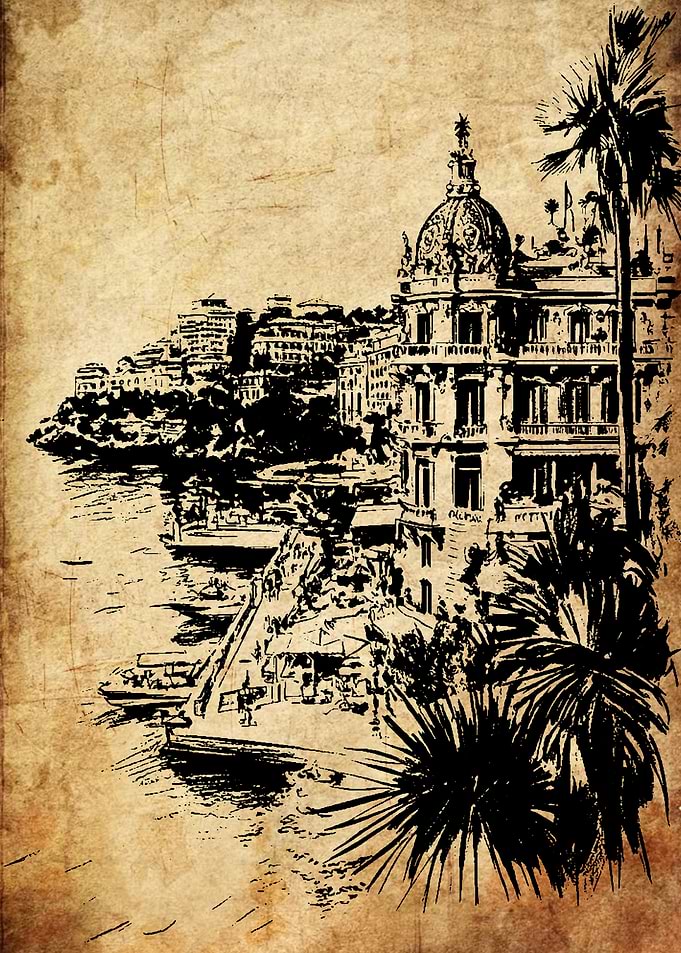 Vintage Sketch of Monte Carlo