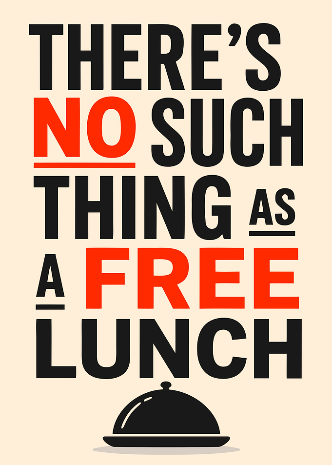 Design with quote 'There's No Such Thing As a Free Lunch'