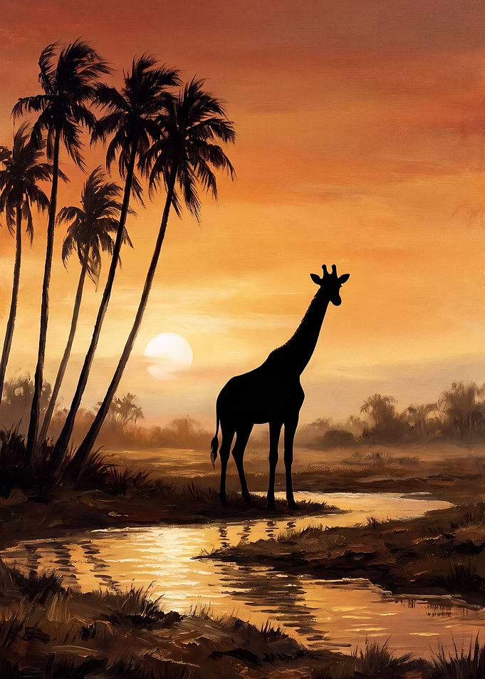 Giraffe Silhouette at Sunset