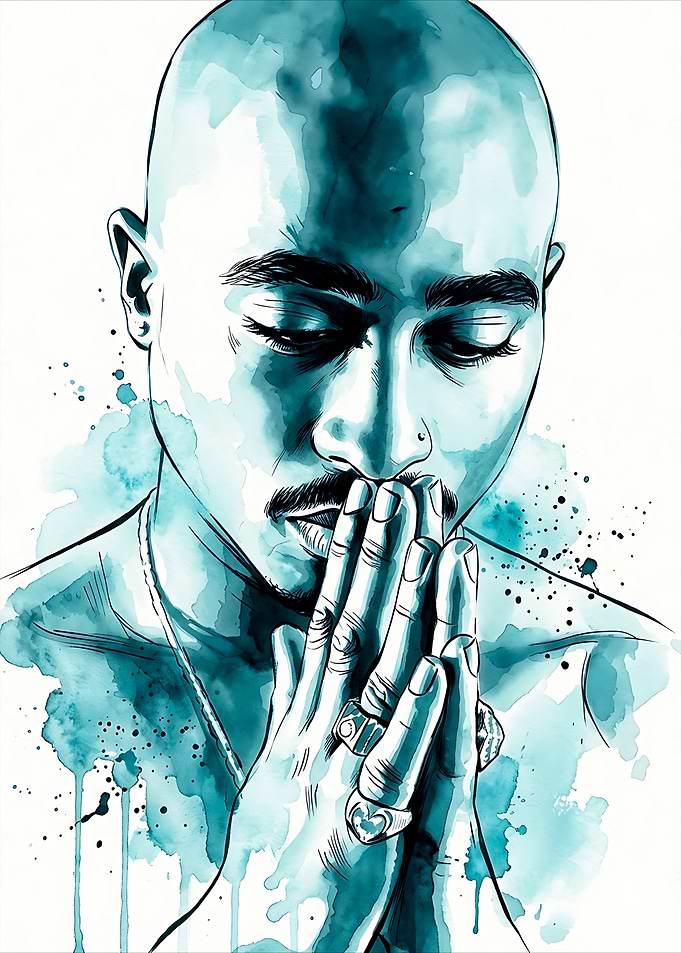 Tupac Shakur Watercolor Portrait
