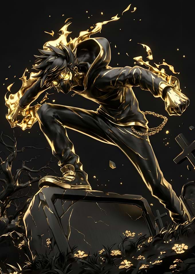 Golden Anime Warrior in Graveyard