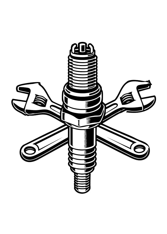 Spark Plug and Wrench Emblem