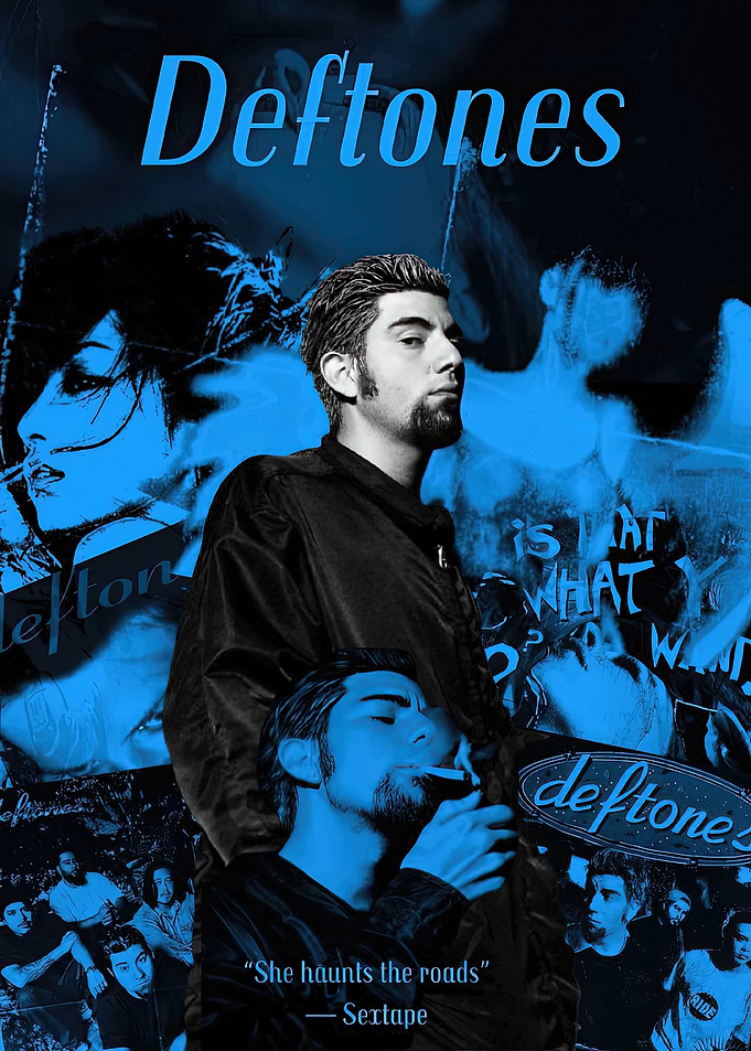 Deftones Chino Moreno Blue Collage Poster