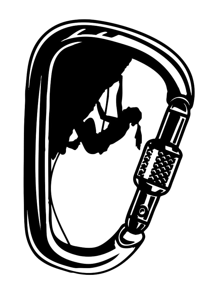 Rock Climbing Carabiner Silhouette Graphic