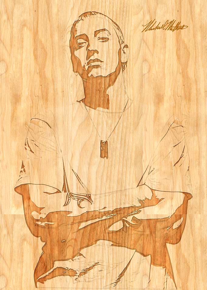 Eminem Wood Burned Portrait Art