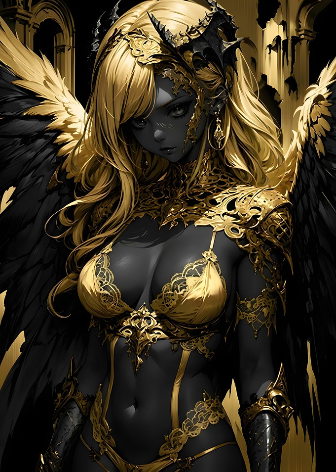 Dark Angel with Golden Accents
