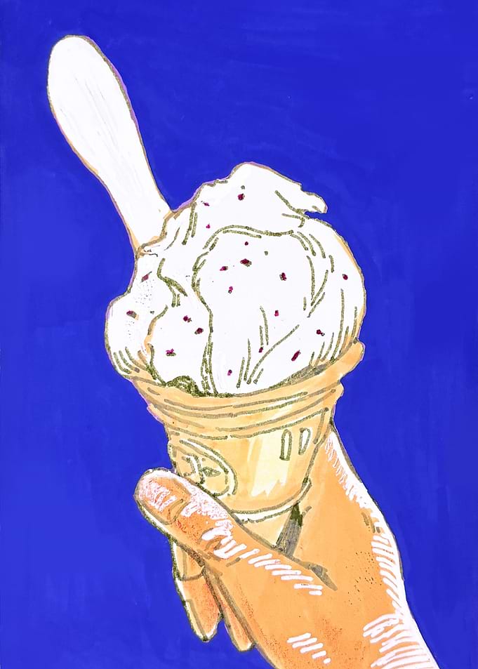 Hand Holding Ice Cream Cone Illustration