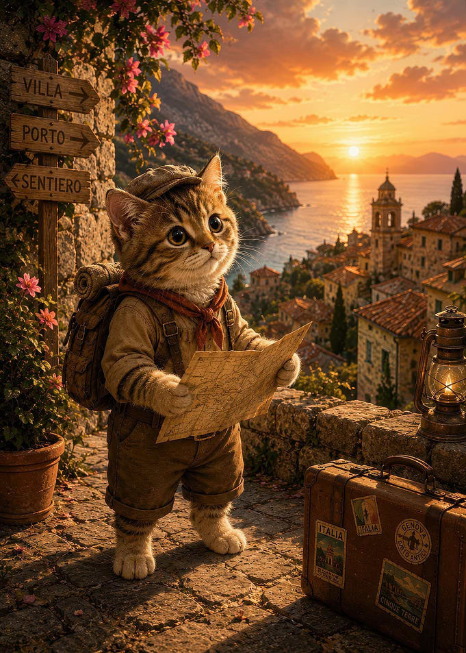 Adventurous Kitten Exploring Coast