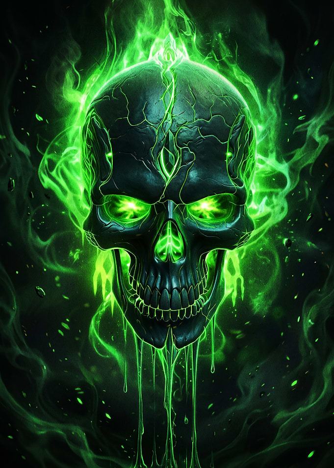 Glowing Green Spectral Skull
