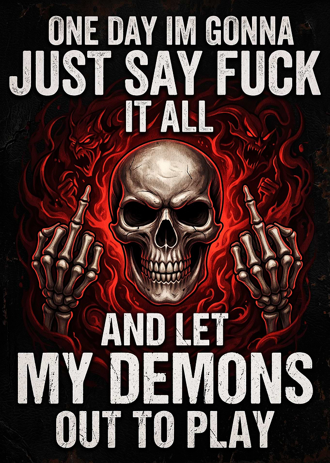 Skull Demon Middle Finger Quote Poster