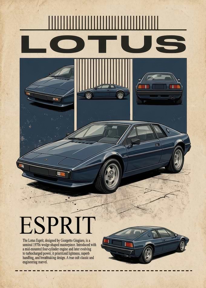 Lotus Esprit Vintage Car Poster