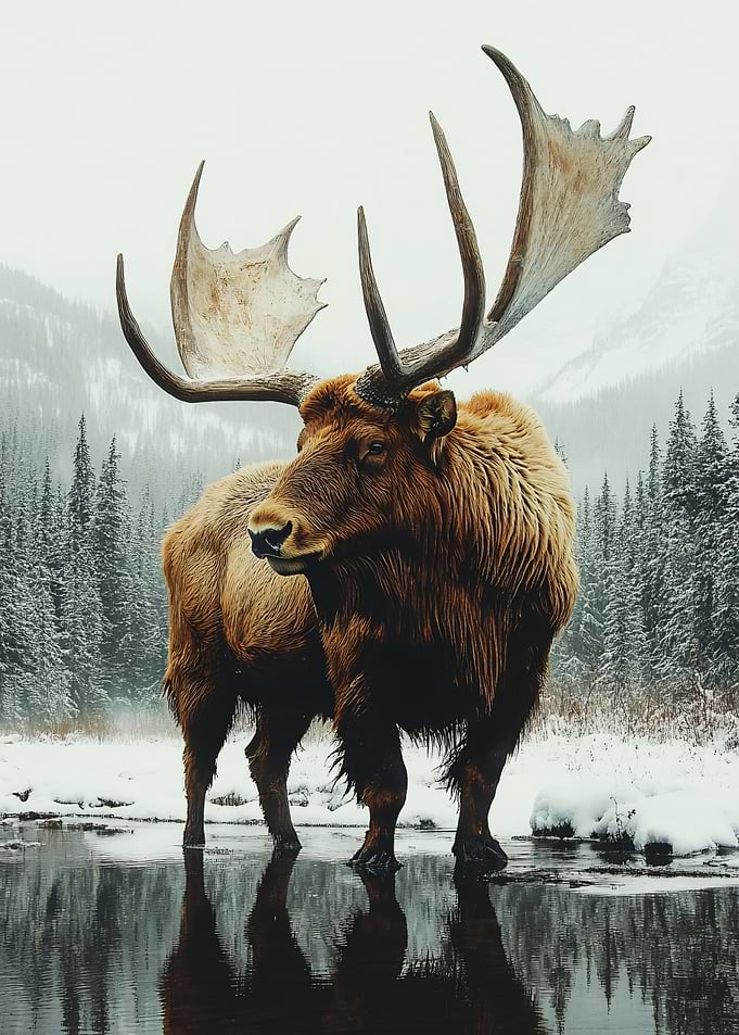 Majestic Moose in Snowy Wilderness