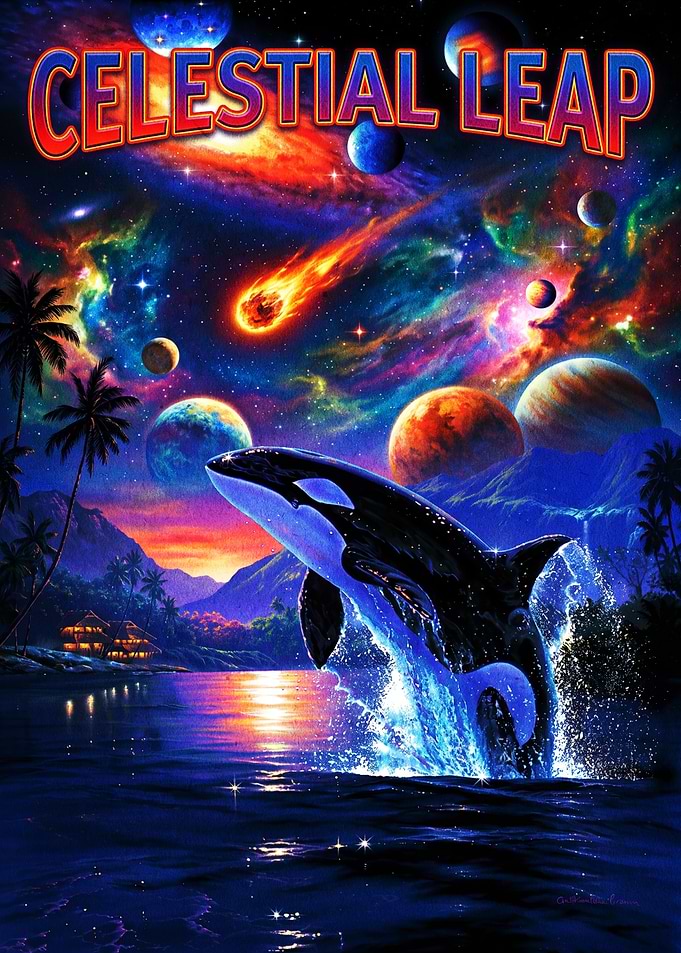 Celestial Leap Orca Space Poster