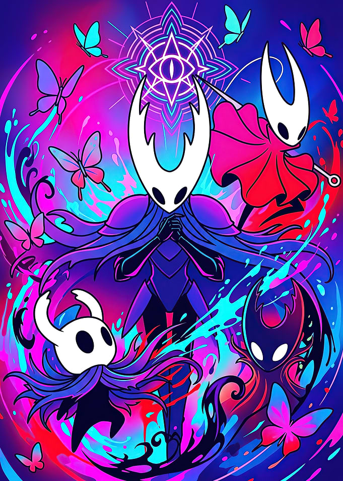 Hollow Knight Neon Character Illustration
