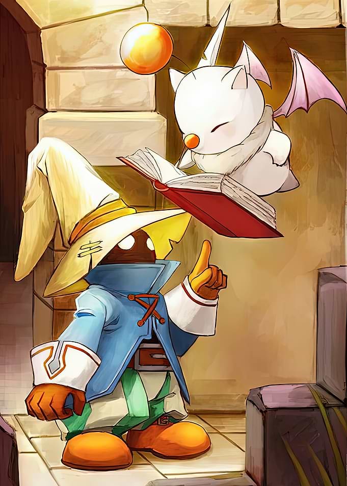 Vivi Ornitier and Moogle Reading
