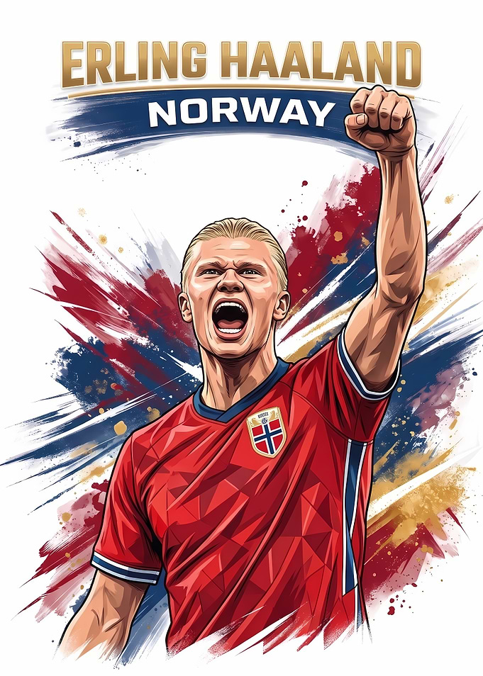 Erling Haaland Norway Soccer Poster