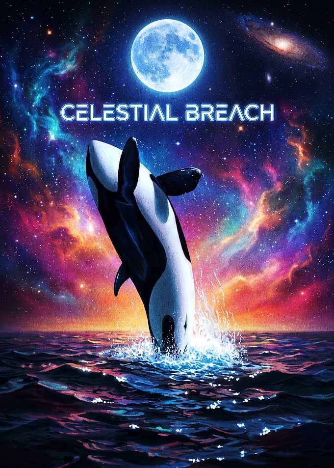 Celestial Breach Orca Space Poster