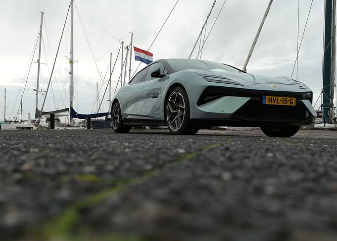 Lotus Eletre parked at a marina
