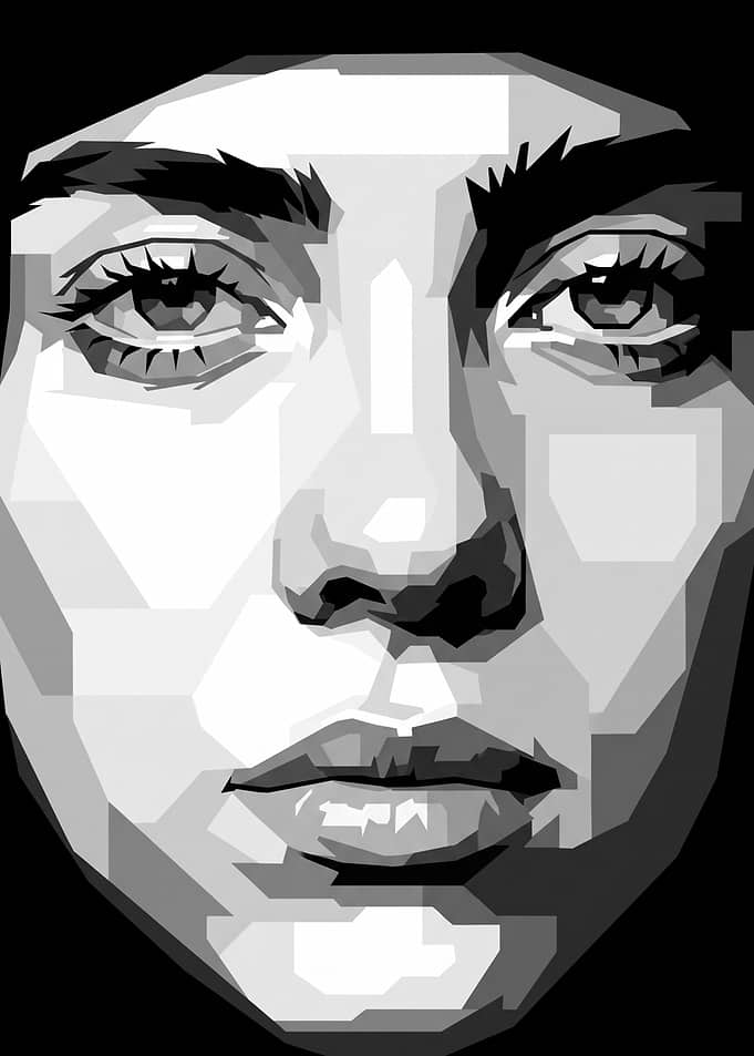 Geometric Grayscale Portrait of a Woman