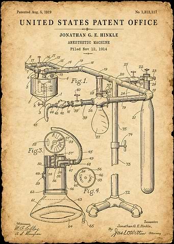 Vintage Anesthetic Machine Patent Print
