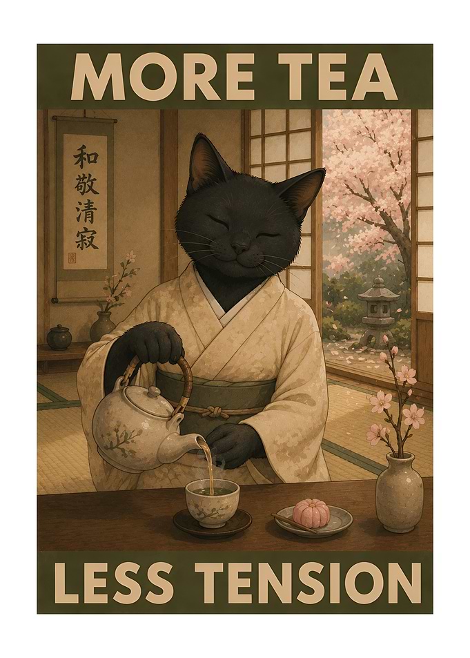 Black Cat Tea Ceremony Poster