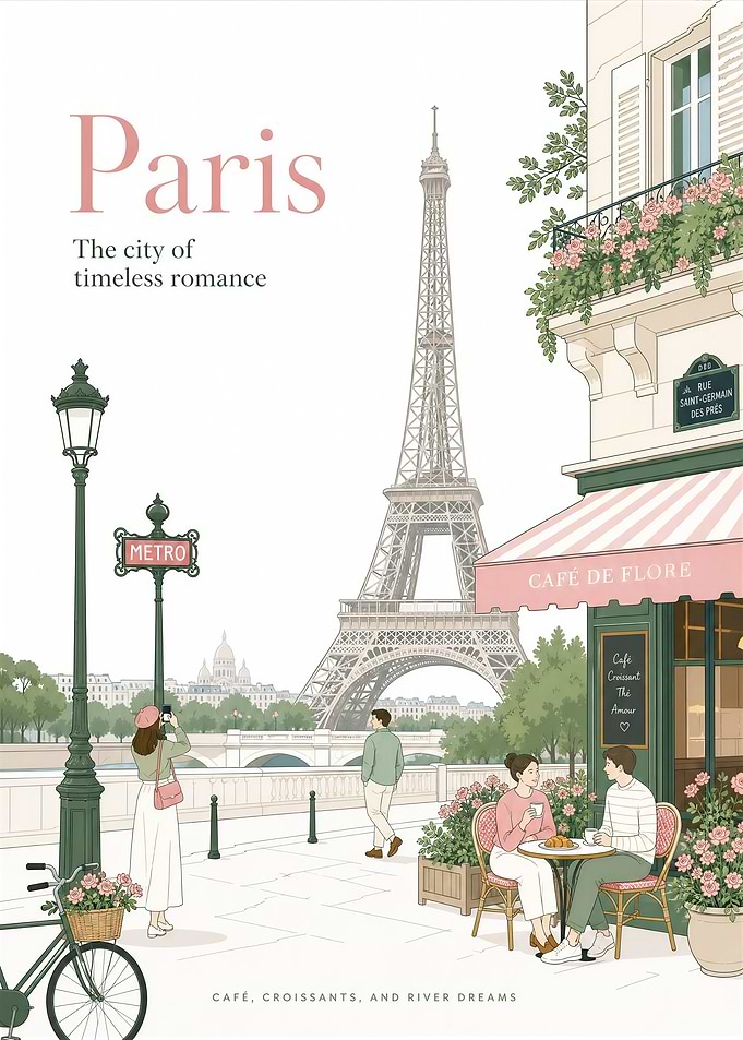 Paris City of Timeless Romance Vintage Travel Scene