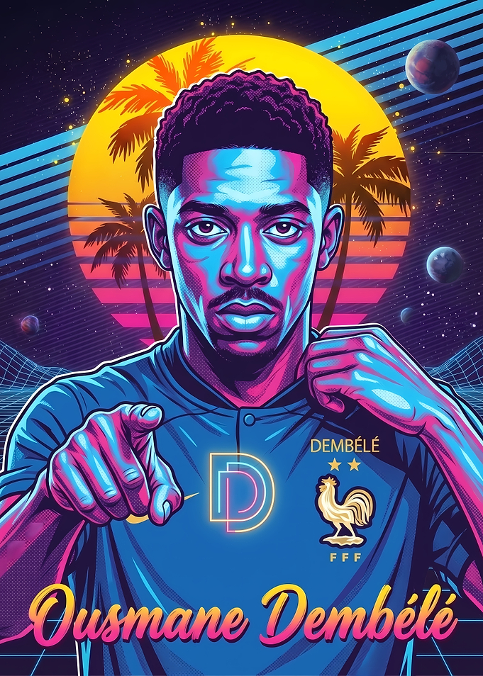 Ousmane Dembélé Synthwave Style Portrait