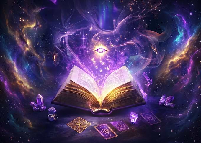 Magical Open Book with Cosmic Energy