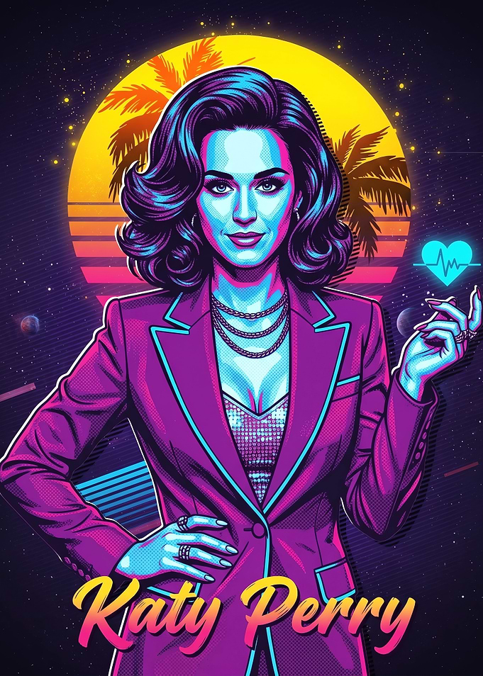 Katy Perry Retro Synthwave Portrait