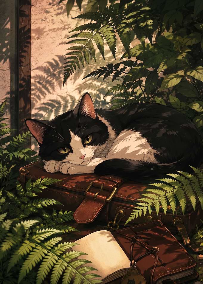 Black and White Cat Resting
