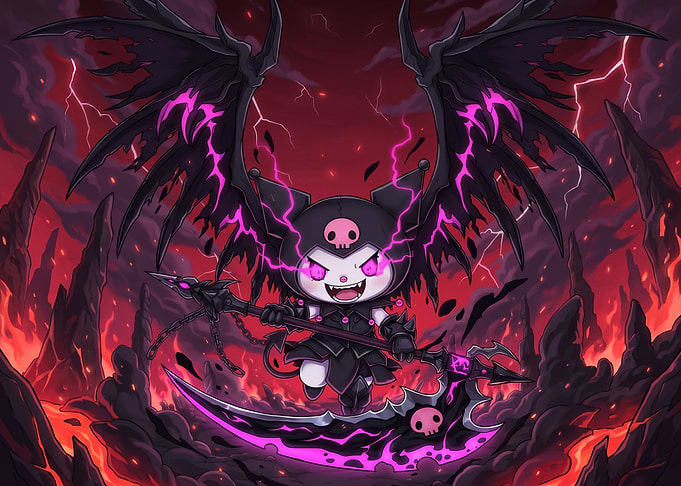 Kuromi Demon Scythe Warrior Illustration