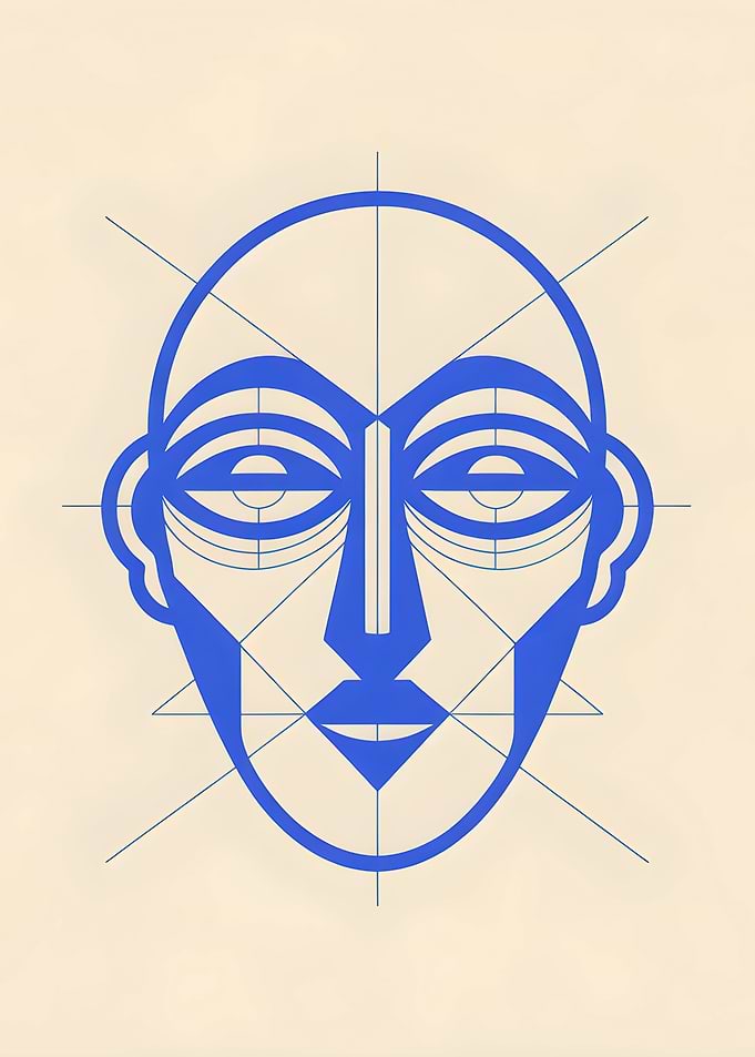 Geometric African Mask Blueprint