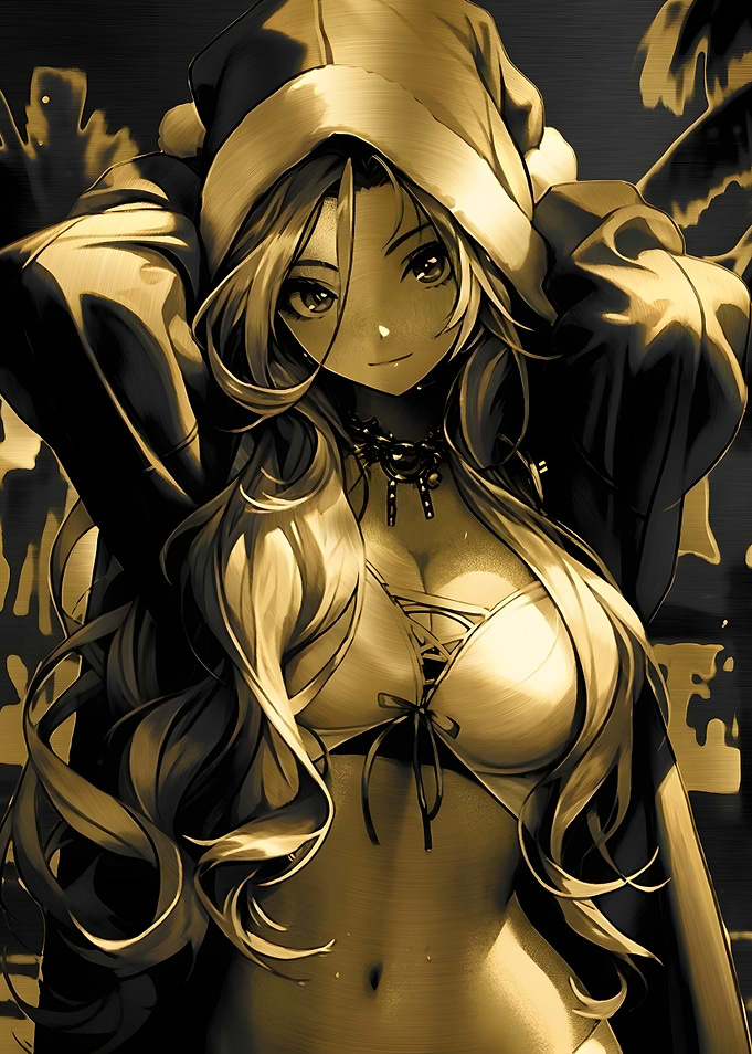 Anime Girl in Gold Hoodie