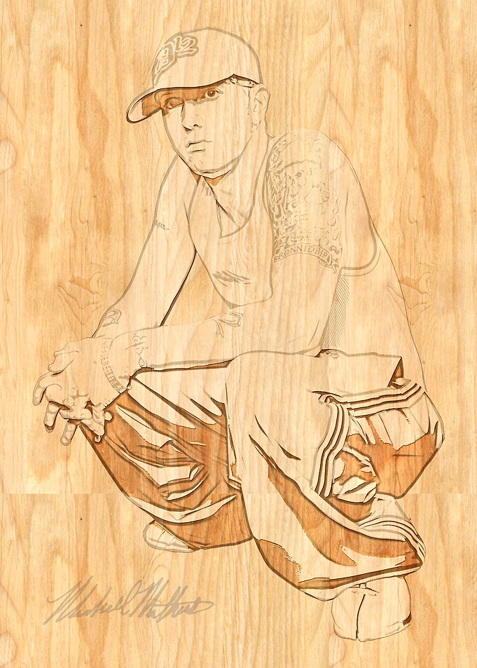 Eminem Wood Engraving Portrait